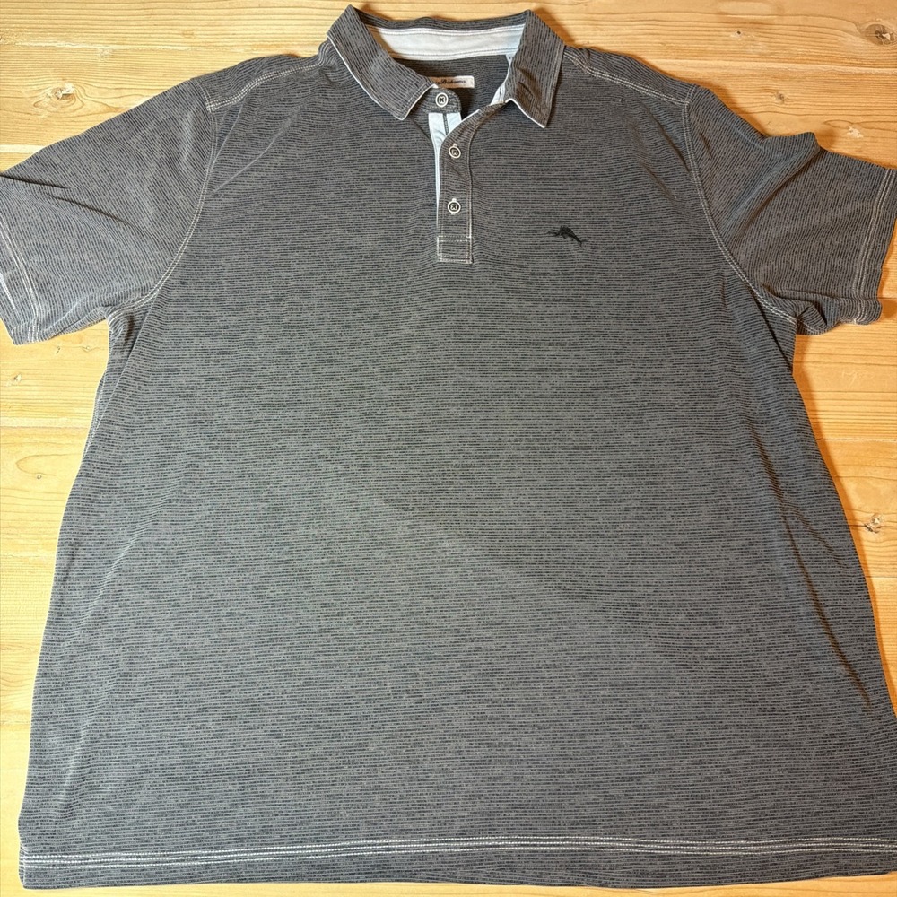 Tommy Bahama Island Zone Polo Shirt Mens XXL Gray Short Sleeve 65%‎ Modal